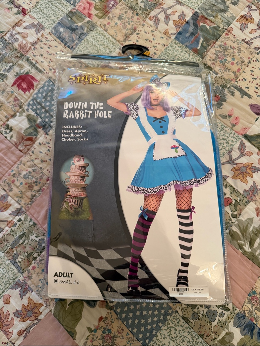 NEW IN PACKAGE SPIRIT HALLOWEEN 'DOWN THE RABBIT HOLE' BLUE ALICE COSTUME